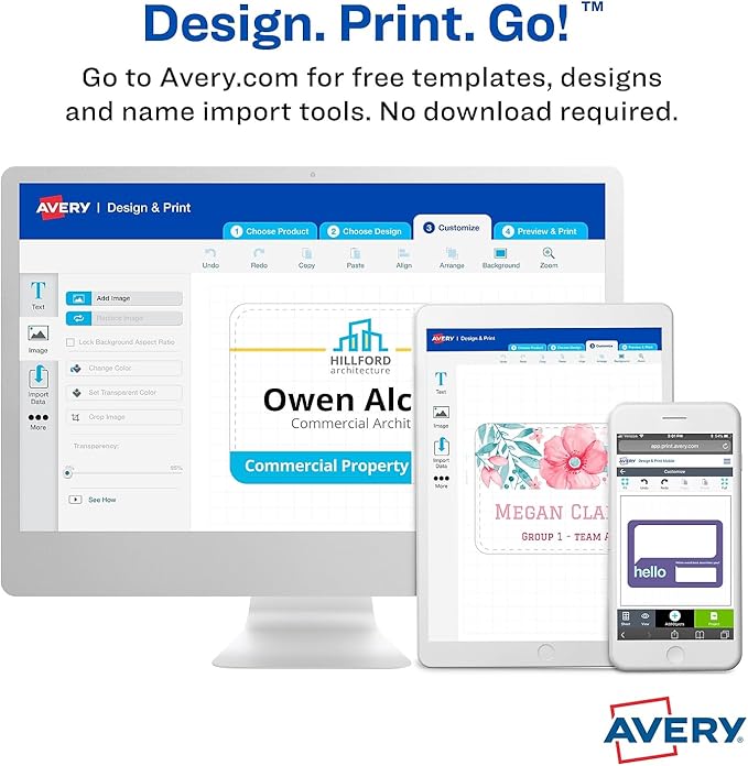 Avery Adhesive Laser/Inkjet Name Badge Labels, 2 1/3-inch x 3 3/8-inch, White with Blue Border, 100 Labels Per Pack (5144)