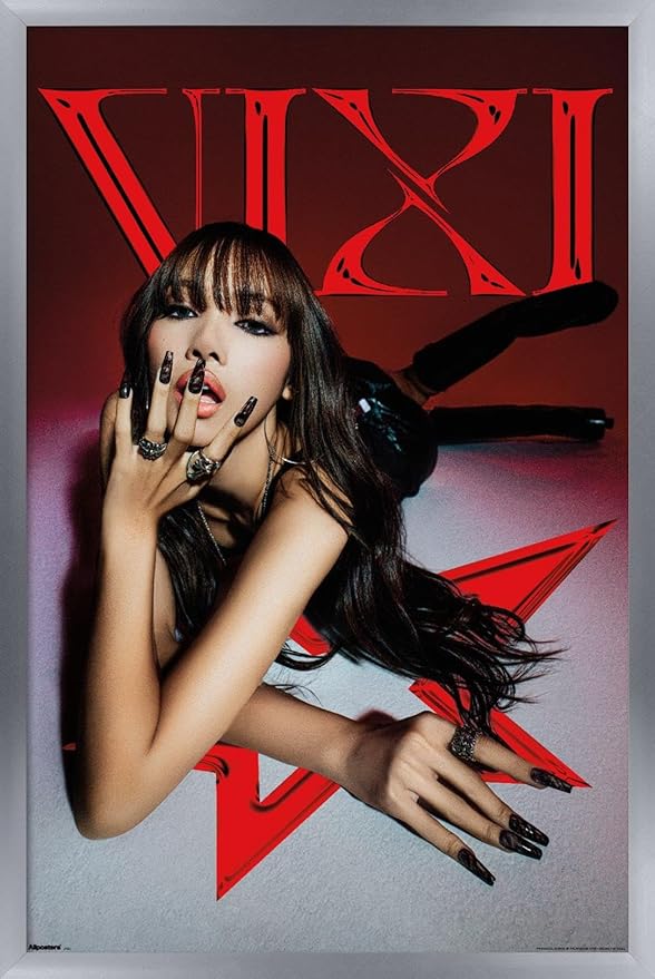 LISA - VIXI Red Star Wall Poster, 34L" x 22.4W", Silver Framed Version