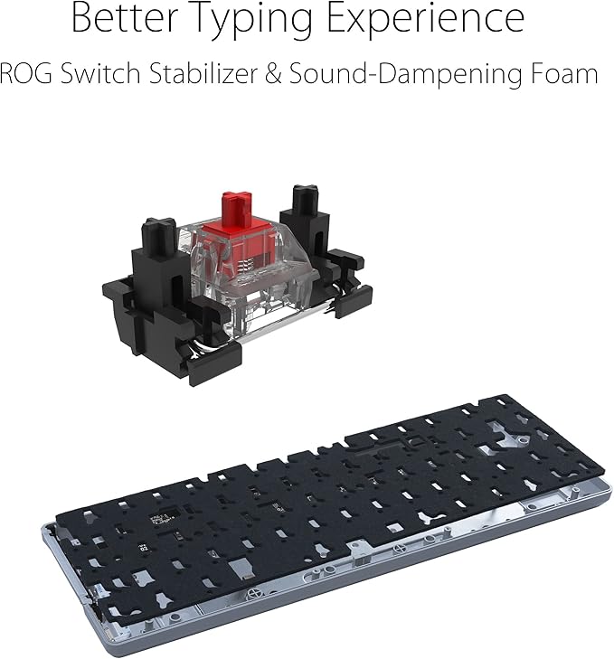 ASUS ROG Falchion Ace 65% RGB Compact Gaming Mechanical Keyboard, Lubed ROG NX Brown Switches & Switch Stabilizers, Sound-Dampening Foam, PBT Keycaps, Wired with KVM, Three Angles, Cover Case-Black