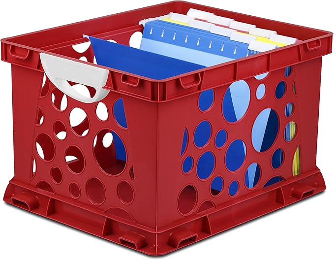 Storex Industries Premium Classroom File Crate with Handles, Multi-Colour, 43.18 x 35.56 x 26.67 cm (Model: 61456U03C)