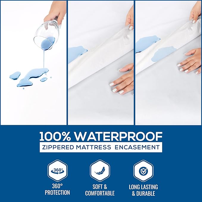 Utopia Bedding Mattress Protector Zippered King Size, 100% Waterproof Bed Bug and Dust Mite Proof Mattress Encasement, Absorbent 6 Sided Mattress Cover