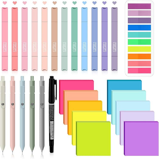 Jutom 38 Pcs Bible Journaling Study Kit for Women, Book Annotation Supplies with Highlighters Pens, Tabs, Sticky Notes, Markers for Christian Office Bible Study Supplies(Rainbow,Square)