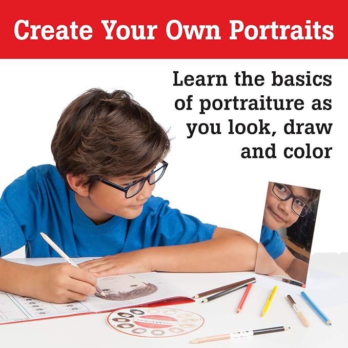Faber-Castell World Colors How to Draw Faces Kit - Learn to Draw Portraits for Beginners - 40 Piece Skin Tone Coloring Pencils and Paper Art Set