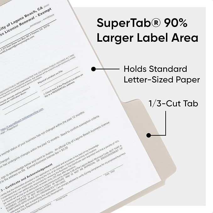 Smead SuperTab Poly Plastic File Folders for Documents, Set of 20 Plastic Folders, 1/3-Cut Tabs, File Folders Letter Size, Assorted Twilight Colors, Office Supplies, School Supplies (10521)
