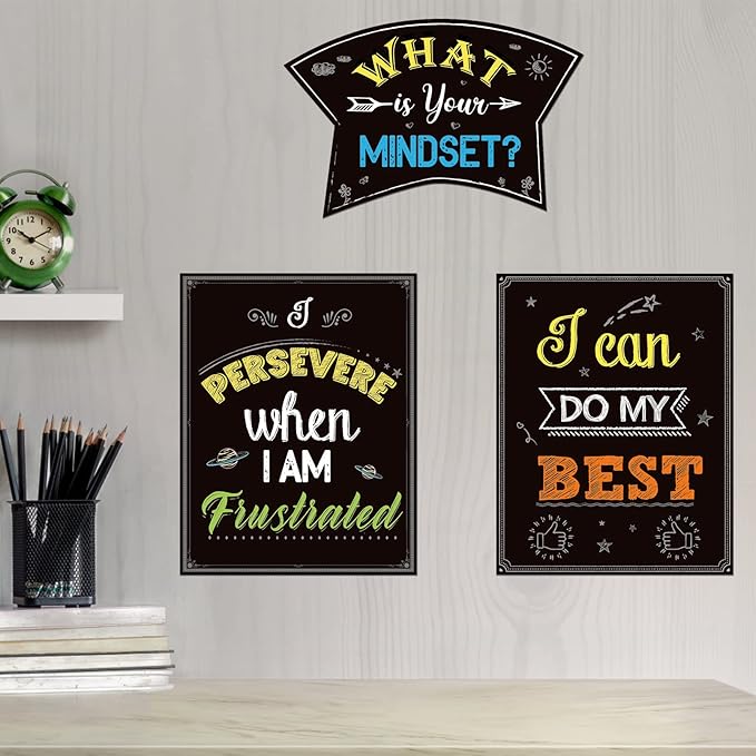 Classroom Decorations, 21 Pcs Growth Mindset Posters Bulletin Board Decorations for School Office Home- 11 x 14 Inch