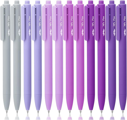 Mr. Pen- Retractable Gel Pens, 12 Pack, Black Ink, Lavender Legacy Barrel Gel Pens, Fine Point 0.5mm, Retractable Pens