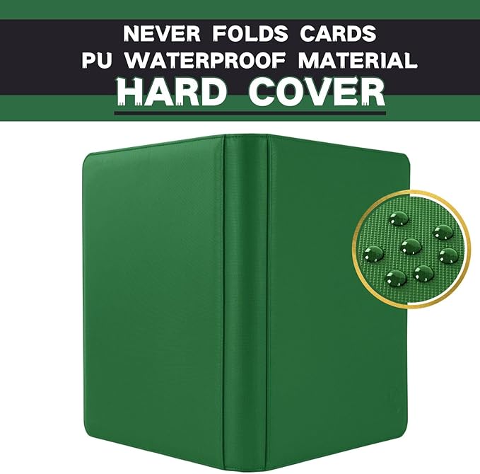 Extra Large 1000+ Pockets Trading Card Binder, 16-Pocket Card Ablum Compatible with MTG,Sports Cards & Other Standard Size Trading Cards (Green)