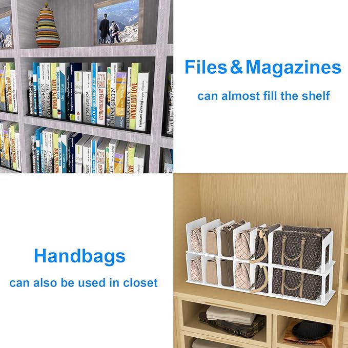 Translucent Frosted Adjustable Vertical File Sorter Sturdy Plastic Expandable Upright File Holder, Desktop Binder Organizer, School Office File Book Organization, Assemble Easily Endlessly