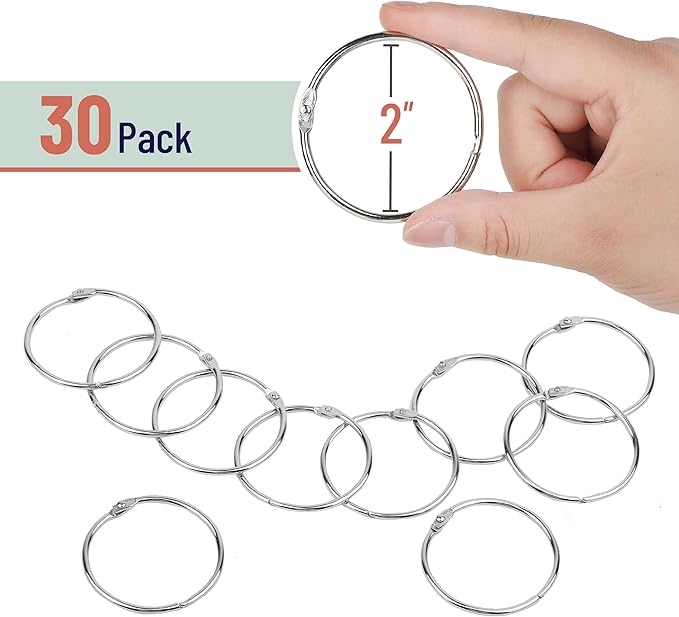 Mr. Pen Loose Leaf Binder Rings - 30 Pack, 2 Inch Silver Metal Rings for Index & Flash Cards