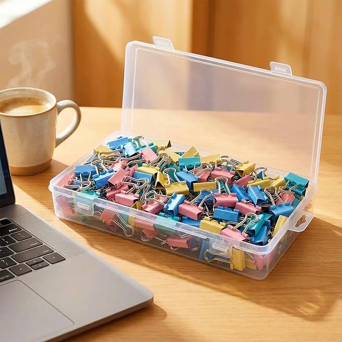 148Pcs Small Binder Clips Assorted Colored, 0.75 in/19mm Mini Binder Paper Clips Office Clips Office Supplies Desk, 3/4 Inch Cute Binder Clips, Small Paper Clamps for Home School Business (Colored)