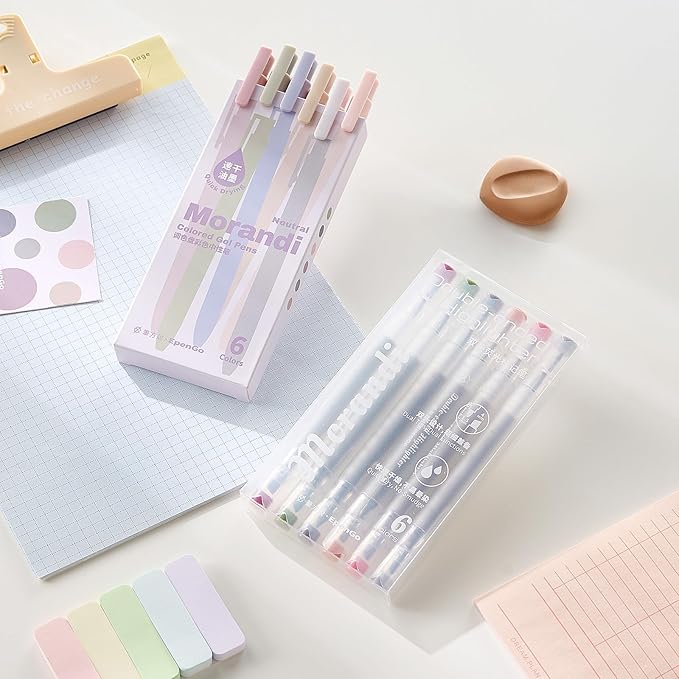 12-Pack Bible Pens and Highlighters Set, 6 Deep Morandi & 6 Morandi Pens for Bible Study, Journaling, Note Taking, Office and School Marking, No Bleed Through