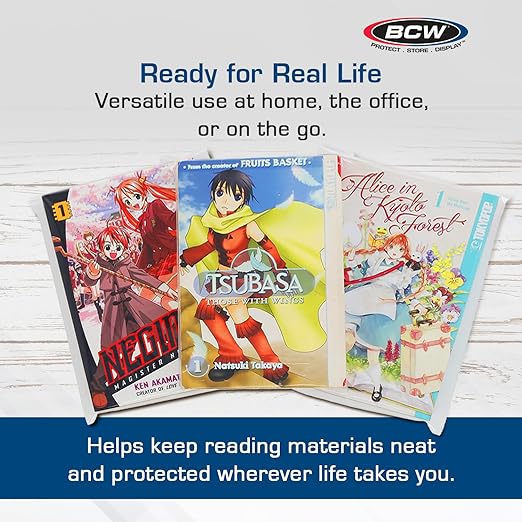 BCW Digest & Manga Polypropylene Bags – 100 Pack | Clear Acid-Free Manga & Digest Book Protector Bags with Fold-Over Flap | Archival-Safe Storage for Manga & Reader’s Digest