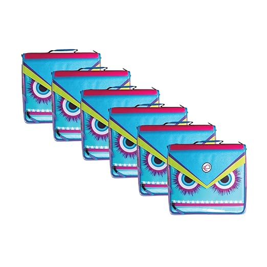Case it 6 Pack Universal Monster Eye Zipper Binder with Removable Laptop Sleeve, 2-Inch O Rings, Shoulder Strap, LT-307-ME-C-MAG, Magenta