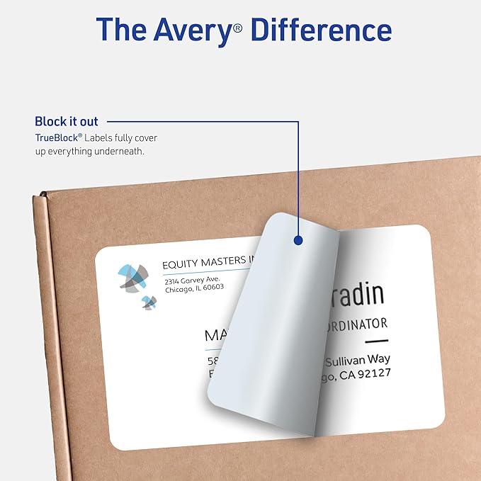 Avery Half-Sheet Printable Shipping Labels,5.5" x 8.5" Customizable Stickers,White,50 per Pack,100 Blank Mailing Labels Total,Great for Mailing,Shipping,Organizing,and More (8126), 2 Count (Pack of 4)