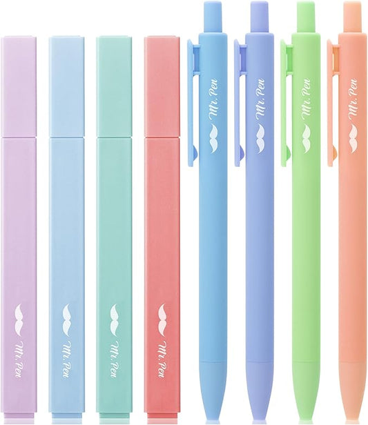 Mr. Pen- Aesthetic Highlighters and Gel Pens, 8 Pack, Assorted Color Highlighters, Colorful Ink Gel Pens
