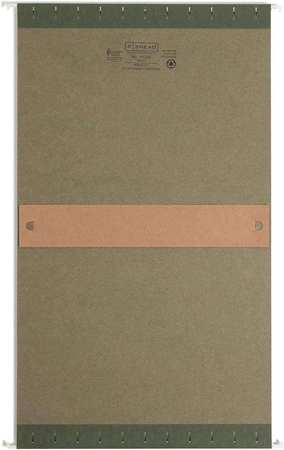 Smead Hanging File Folders for Documents, Letter Size, 2 Inch Expansion, File Organizer for Filing Cabinets, Standard Green, 25 Pack (64259)