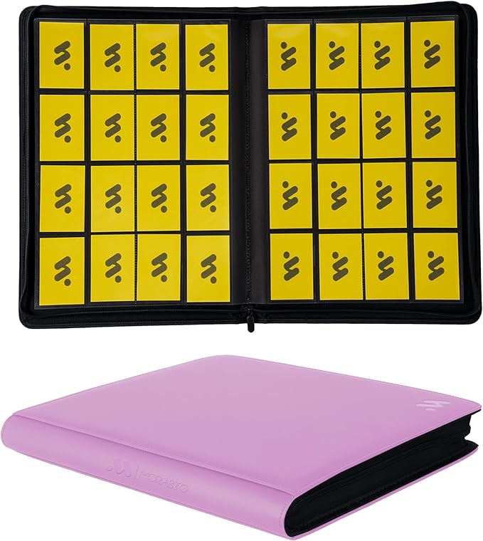 Card Binder 16 Pocket,Trading Card Binder Holds up to 1408 Cards with 44 Sleeves,Zipper Card Holder Album Compatible with TCG Card/Game Cards/Sports Card-Purple