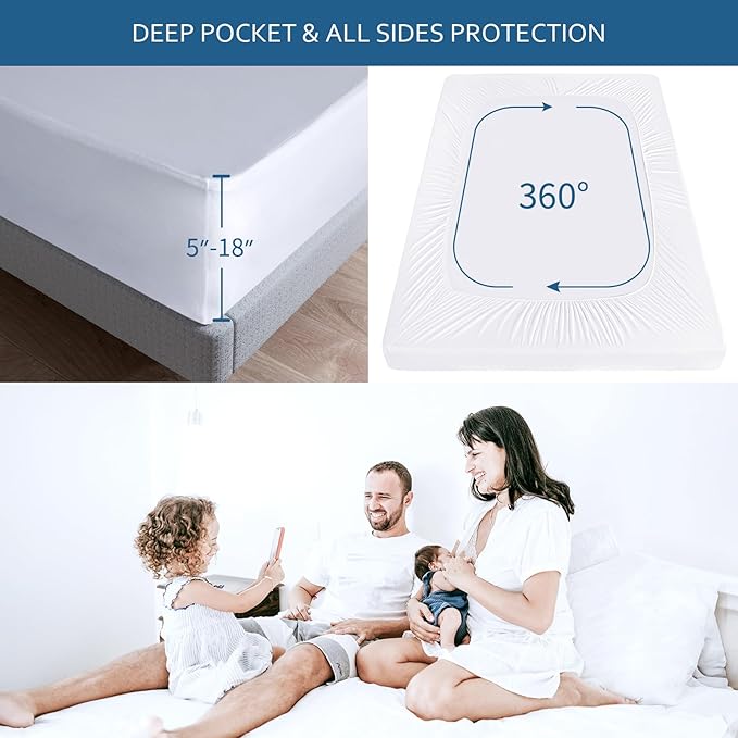 Split Head King Size Mattress Protector Waterproof,for Adjustable Bed, 34" Top Split from Head,Smooth Top,Breathable Skin Friendly and Noiseless Fitted Sheet,Viscose Terry Mattress Cover