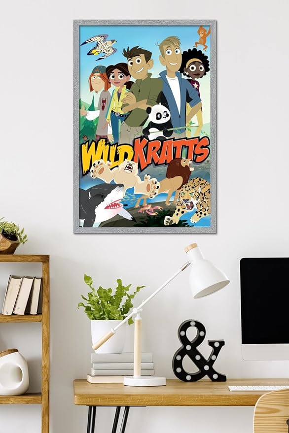 Wild Kratts - Group Wall Poster, 34L" x 22.4W", Gray Framed Version