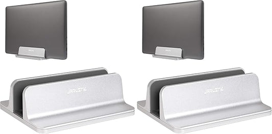 JARLINK Vertical Laptop Stand, Aluminum Laptop Holder Desktop Stand with Adjustable Dock Size (up to 17.3 inches) Compatible with All MacBook/Surface/Dell/Gaming Laptops (Silver) (Pack of 2)