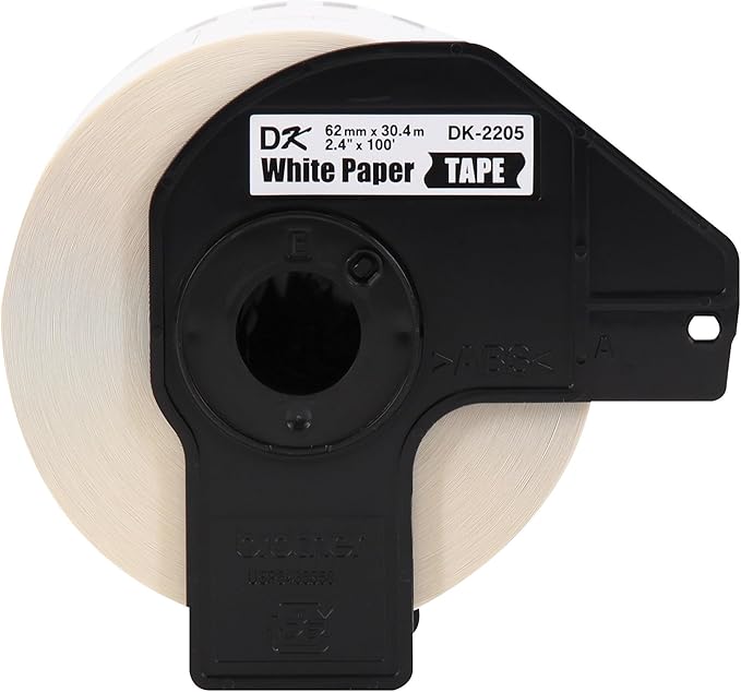 Brother Genuine, DK-220524PK Continuous Paper Label Roll, Cut-to-Length Label, 2.4” x 100 Feet, (24) Rolls Per Box, White (DK220524PK)