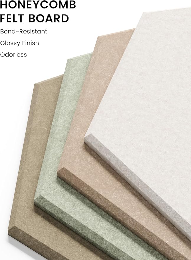 Fluxynara Hexagon Cork Board Alternative for Walls Decor-8-Pack Felt Bulletin Board Tiles,with 30 Pushpins,50 Adhesive Tabs for Office,Classrooms & Home Pin Board Felt Board-Linen Dusk