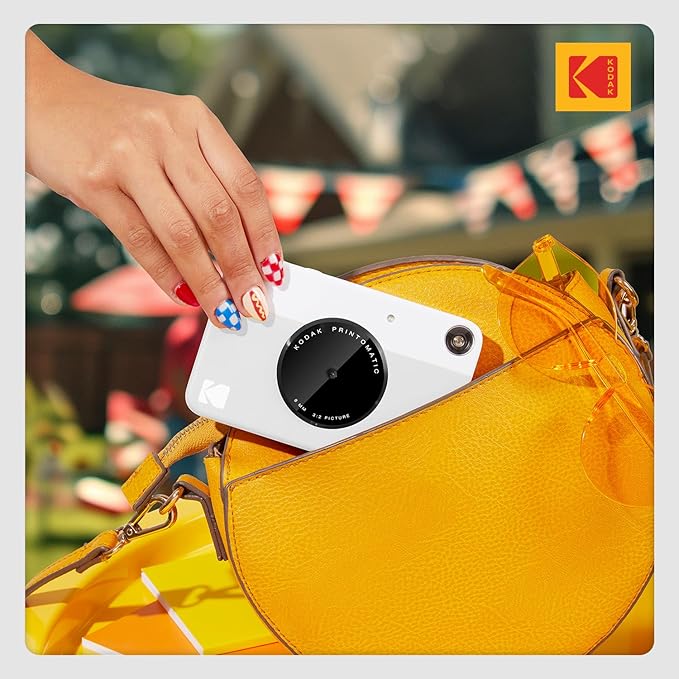 Kodak Printomatic Full-Color Instant Print Digital Camera - 75 Sheets Bundle - Prints On Zink 2x3 Sticky-Back Photo Paper - 5MP, Portable, Creative Fun Gift for Birthday, Christmas, Holiday - Grey