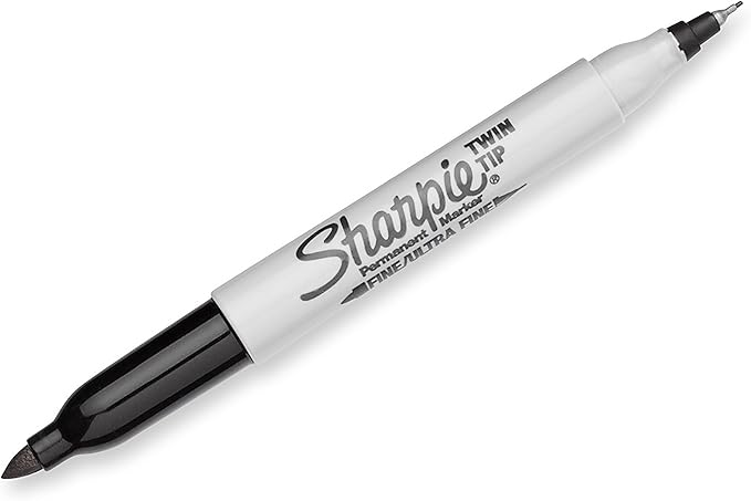 Sharpie Twin Tip Permanent Markers, Fine and Ultra Fine, Black, 12 Count