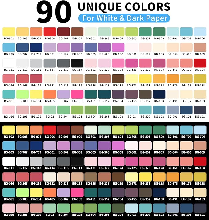 Gel Pens For Coloring, 90 Colors Retractable Colored Pens for Black Paper & White Paper, 0.7mm Fine Point Colorful Pens for Coloring, Writing, Drawing, Journaling, Note Taking, Office, Home