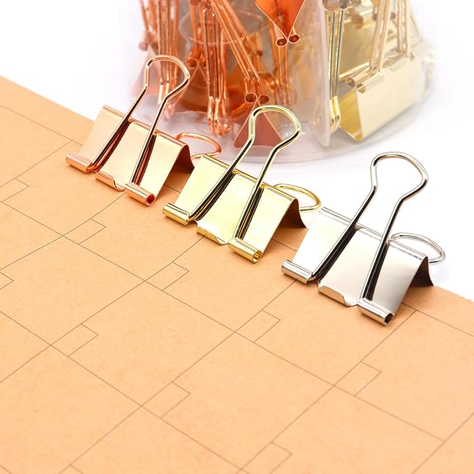 Binder Clips Paper Clamps Paper Clips, 1.26inch (32mm), 3 Colored Set, 18 Pcs Large Size Office Clips for Home School and Business