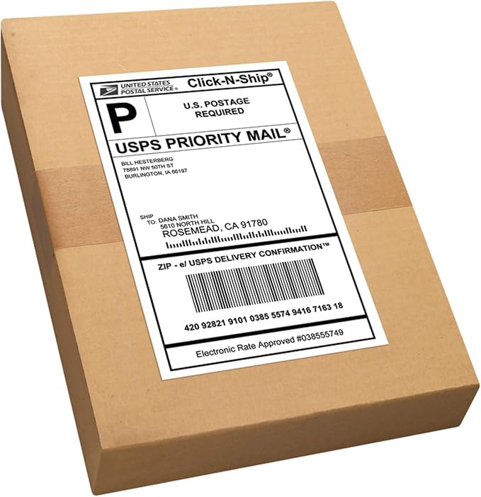Avery Half-Sheet Printable Shipping Labels, 5.5" x 8.5" Customizable Stickers, White, 50 Blank Mailing Labels, Great for Mailing, Shipping, Organizing, and More, 250 Labels Total (5-Pack of 8126)