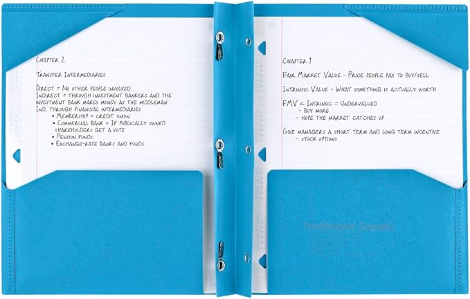 Five Star 2-Pocket Folder, 4 Pack, Plastic Folder with Stay-Put Tabs and Prong Fasteners, Holds 8-1/2" x 11" Paper, Tidewater Blue, White, Amethyst Purple, Harvest Yellow (38064)