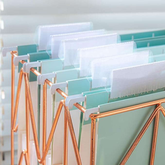 Y YOMA Letter Size - 24 Pack Extra Capacity Hanging File Folders Accordion Decorative Reinforced File Folder Cute Colored Expandable Folder for Office Home with 1/5-Cut Adjustable Tabs, Teal Blue