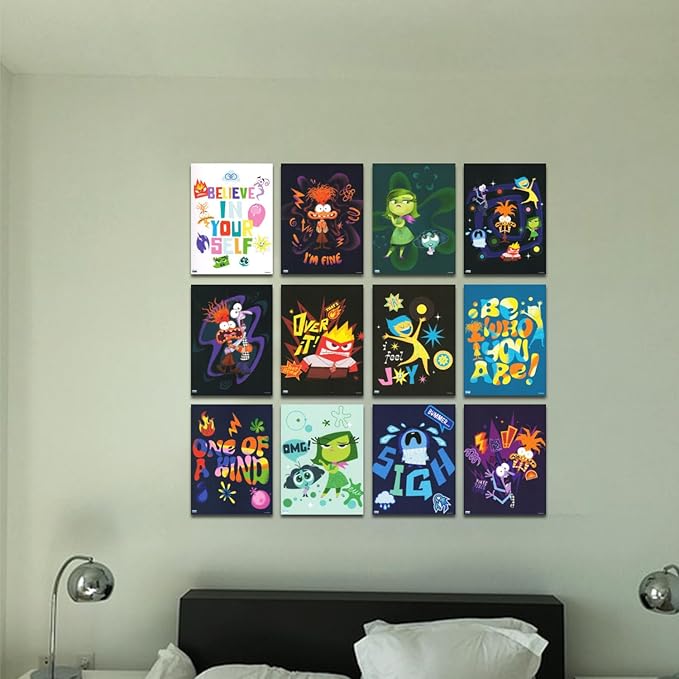 Disney Inside Out Poster Book Super Set - Bundle with 12 Inside Out 2 Posters Featuring Joy, Anger, Sadness, Anxiety, and More with Stickers, Bookmark | Inside Out Room Decor