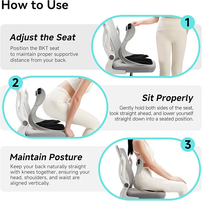 BKT Seat Cushion Chair Ergonomic Office Chair Cushions Lumbar Support for Seat Pillow Ideal for Students Office Workers Nursing Mothers Long Sitting Outdoor Fishing Floor