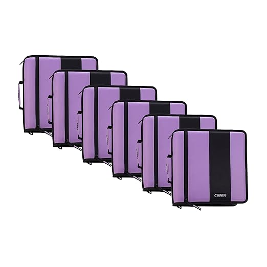 Case-it Classic Zipper Binder | 2-Inch O-Rings, 350 Sheet Capacity, Multiple Storage Pockets & Shoulder Strap | School & Office Organizer | D-251 Lavender | 6 Pack