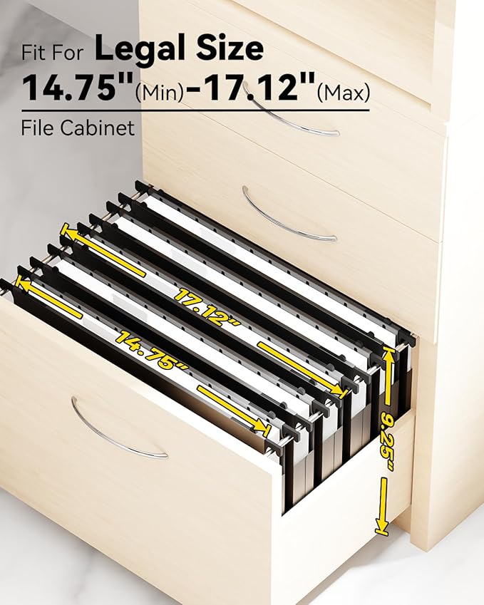 Ansook Plastic Legal Size Hanging File Folders,Reinforced 1" Expansion File Folder,12 Pack Accordion Folders,Heavy Duty File Cabinet Folder with 1/5 Insertable Tabs,Black Hanging Folders for Office