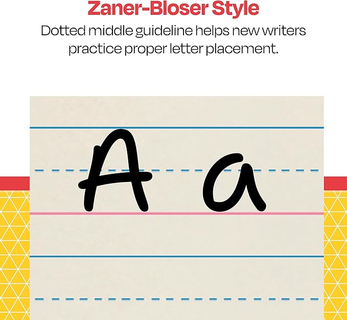 School Smart Zaner-Bloser Writing Paper, Handwriting Practice Lined Paper, Grade 3 Learning, 1/2 Inch Rule, 8 x 10-1/2 Inches, 500 Sheets