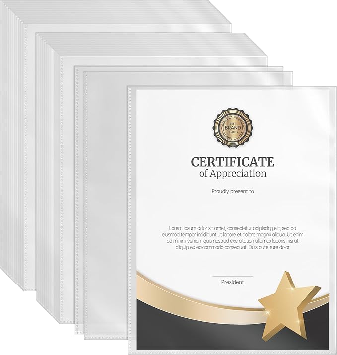200 Pack No Holes Sheet Protectors, 8.5" x 11", Letter Size Heavy Duty Clear View Page Sleeves Protectors, Clear Paper Document Artwork Protectors