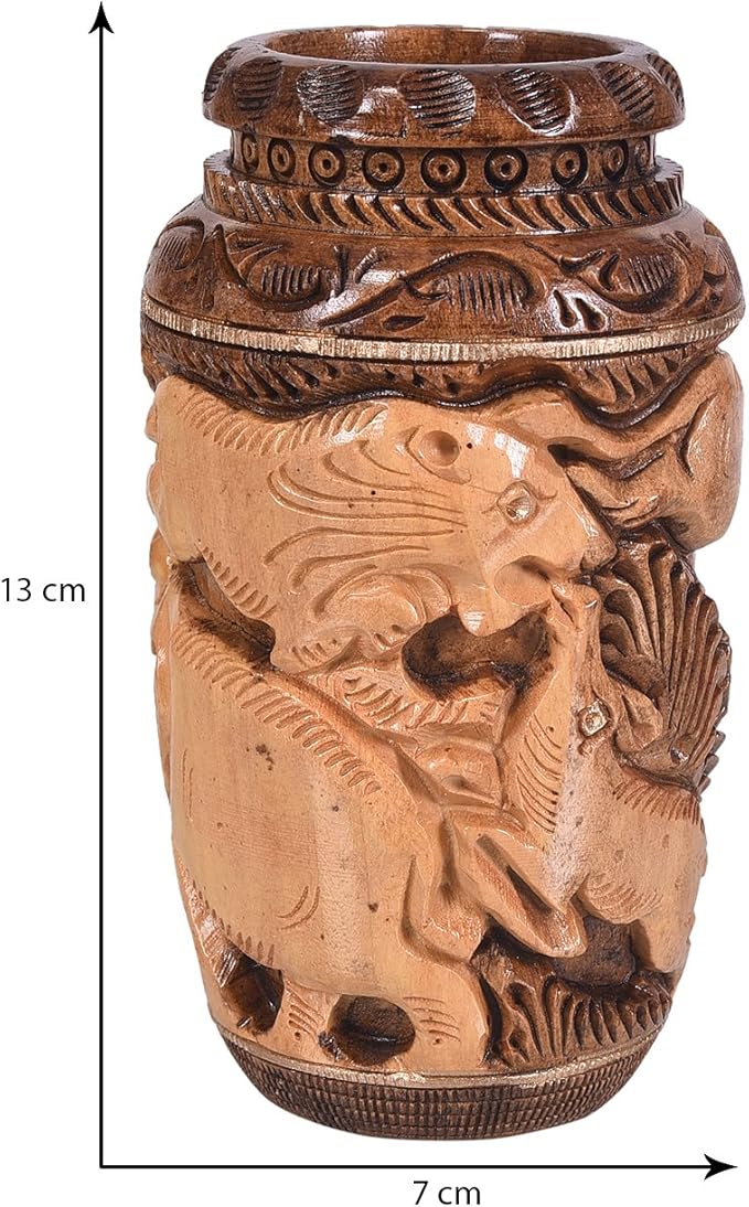 Craft Trade Hand Carved Wood Pen Holder for Desk Organizer for Home School Office Supplies Pencil Cup Pot Storage Box Suitable for Stationery - Vintage Wood
