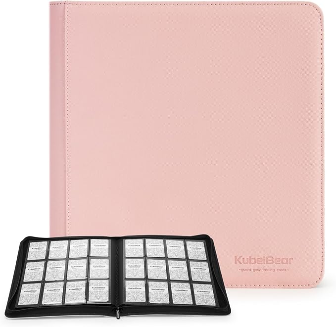 Card Binder – 720 Capacity, Zippered Trading Card Holder for MTG, Sports & Collectible Cards – Acid-Free, Durable & Travel-Friendly Storage (Pink dots, 12 Pocket)