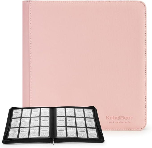 Card Binder – 720 Capacity, Zippered Trading Card Holder for MTG, Sports & Collectible Cards – Acid-Free, Durable & Travel-Friendly Storage (Pink dots, 12 Pocket)