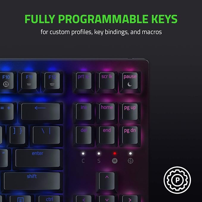 Razer BlackWidow V3 TKL Mechanical Gaming Keyboard: Yellow Mechanical Switches Linear & Silent - Chroma RGB - Compact Form Factor - Programmable Macros Snap Tap