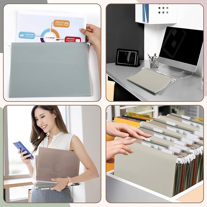 gisgfim 16pack Poly Plastic Hanging File Folders Letter Size 11.8 x 8.85 Inches File Folders Filing Cabinet Organizer Ideal for Home and Office Organization and Papers Classification Morandi Colors
