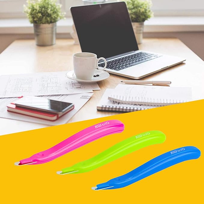 Staple Remover Professional Magnetic Easy Staple Removers Tool 6 PCS Blue Green Pink Multicolor Staple Puller Remover Staple Pullers for Office, School and Home