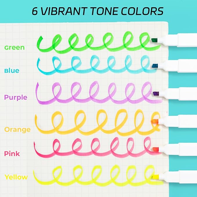 M&G HI-CUBE Highlighters, 6 Pack Fluorescent Colors, Soft-Nib Chisel Tip with Fat Rectangular Barrel Design, No Bleed Highlighters for Journaling, Planners, Study Notes, Writing & School Supplies