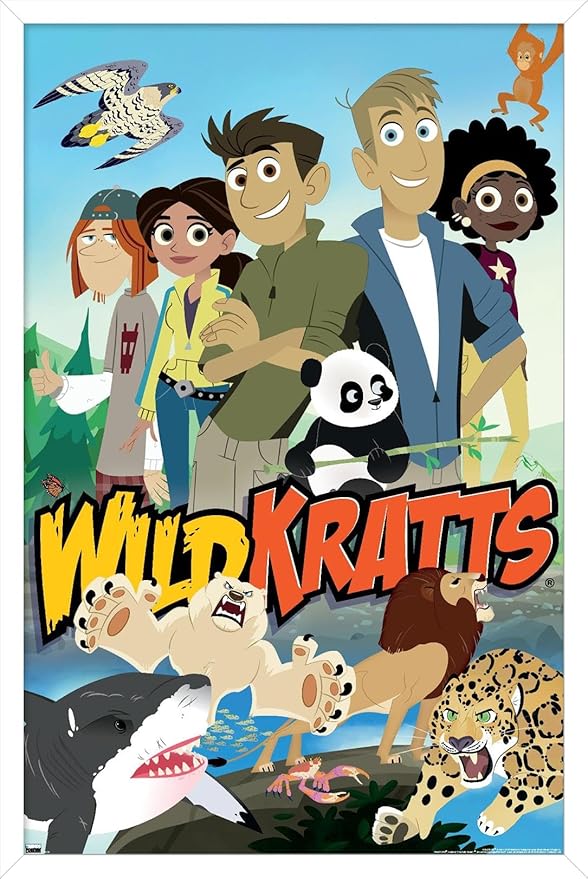 Wild Kratts - Group Wall Poster, 22.4L" x 14.7W", White Framed Version