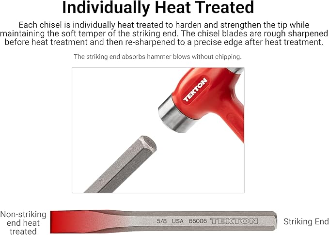 TEKTON Cold Chisel Set, 3-Piece (1/2, 3/4, 1 in.) | PNC91003 | Made in USA