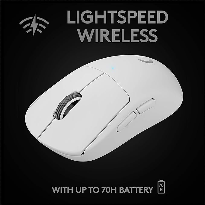 Logitech G PRO X Superlight Wireless Gaming Mouse, Ultra-Lightweight, Hero 25K Sensor, 25,600 DPI, 5 Programmable Buttons, Long Battery Life, Compatible with PC/Mac - White