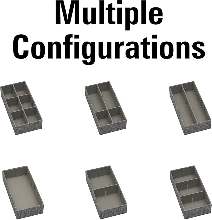 Household Essentials 3 Piece Drawer Organizers Starter Set, Customizable Inserts, Large Tray and 2 Small Trays, Graphite